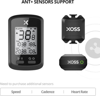 کامپیوتر دوچرخه GPS برند XOSS مدل G+، کامپیوتر دوچرخهسواری دارای بلوتوث و ANT+، سرعتسنج و کیلومترشمار بیسیم دوچرخه با صفحه نمایش LCD، ردیاب ضد آب کوهستان، مناسب برای تمامی دوچرخهها و دوچرخههای برقی (پشتیبانی از اپلیکیشن XOSS)